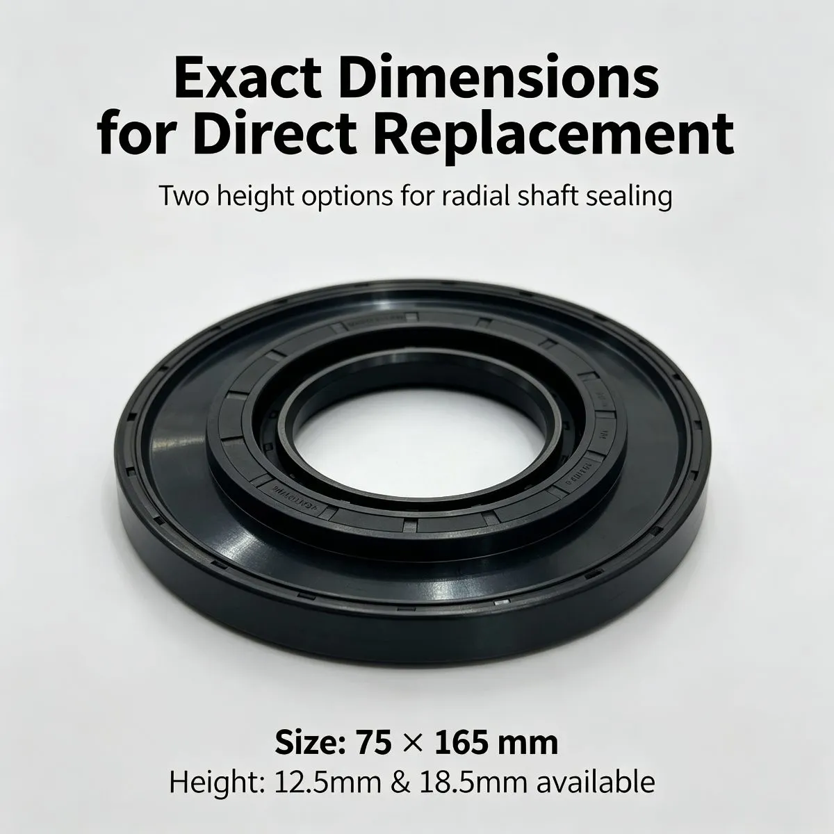 75x165x12.5/18.5 mm TC‑Type Flange Oil Seal, Double‑Lip Shaft Seal — photo 4