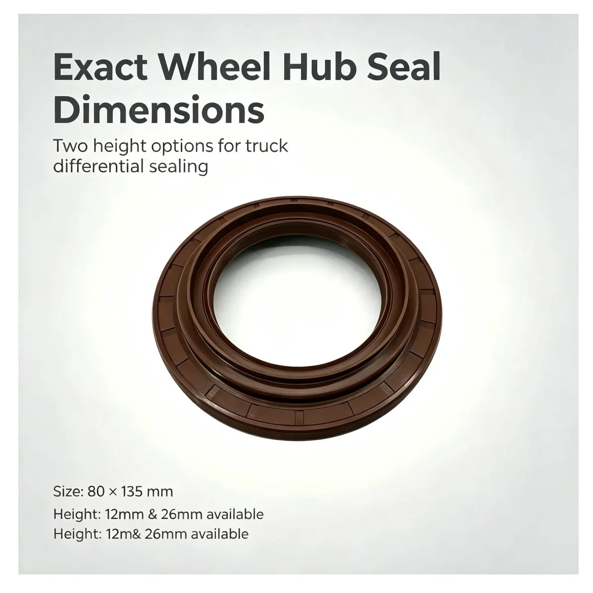 80x135x12/26 mm Wheel Hub Oil Seal, NBR Brown, OE 2402N‑058, Truck — photo 2