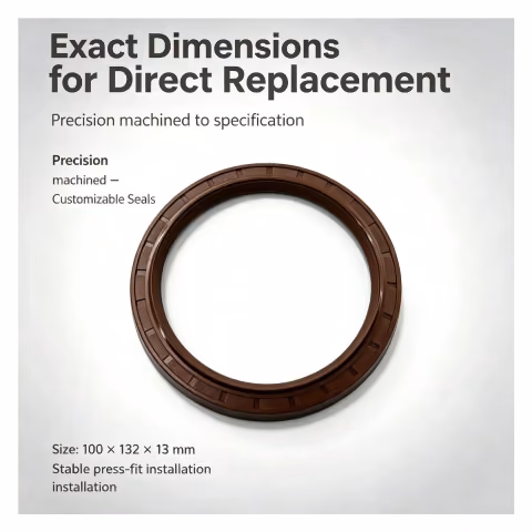 100x132x13mm Brown NBR Oil Seal, In‑Stock For Automotive Sealing 100‑132‑13‑TC‑NBR‑BR‑CUSTOM — photo 3